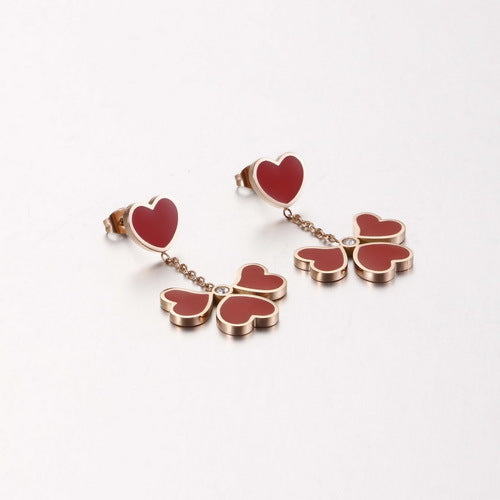 New Korean Red Heart-shaped Titanium Steel Earrings Wholesale Gooddiy