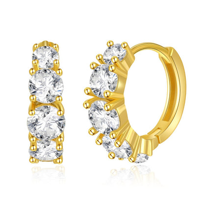 European And American Retro Foreign Trade New 18k Gold Plated Small Ear Ring Fall Winter Fashion Zircon Affordable Luxury Style Earrings For Women