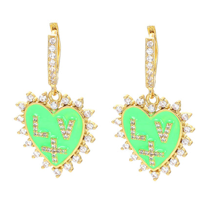 Korean Heart-shaped Oil Drop Color Earrings Wholesale Gooddiy