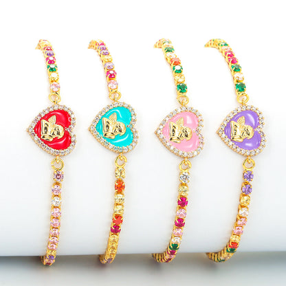 Korean Style Indie Pop Jewelry Environmental Protection Guardians Bracelet Colorful Oil Necklace Enamel Bracelet Ins Fashion Full Gang Drill Bracelet