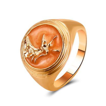 Vintage Tai Chi Oil Dripping Sunflower Heart Ring Wholesale Gooddiy