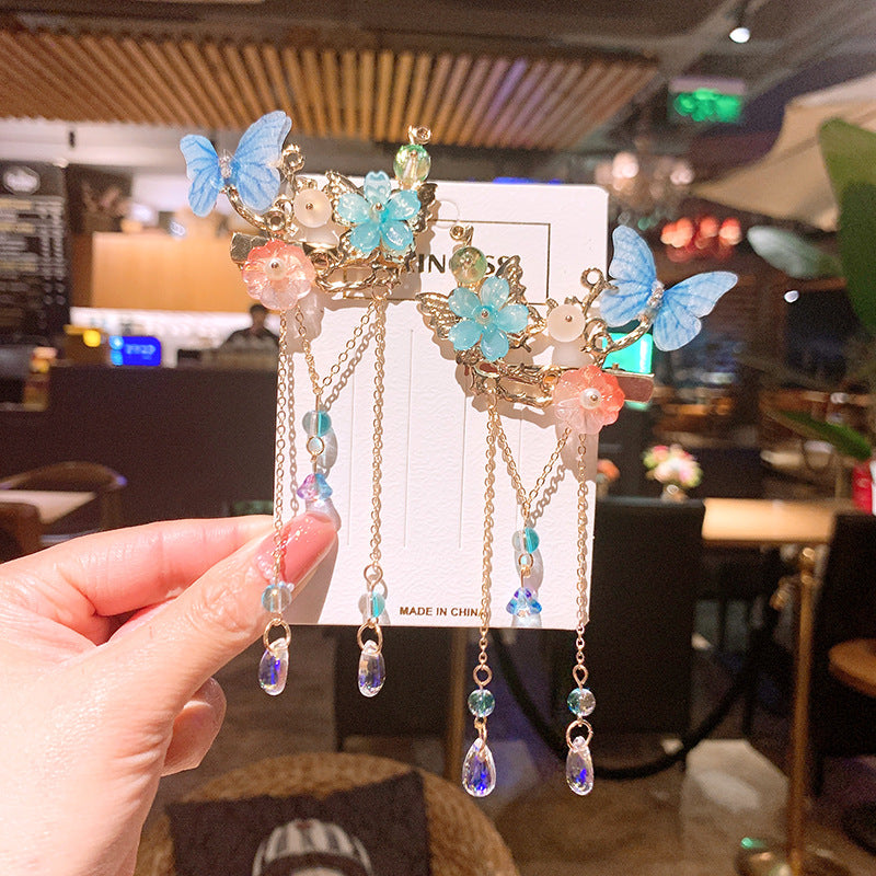 Children'S Retro Style Butterfly Tassel  Clip