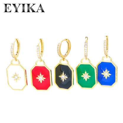 Korean Micro-inlaid Zircon Six-pointed Star Earrings Wholesale