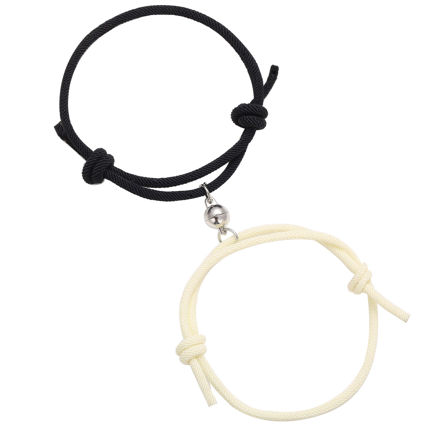 New Simple Black White Alloy Bracelet Set