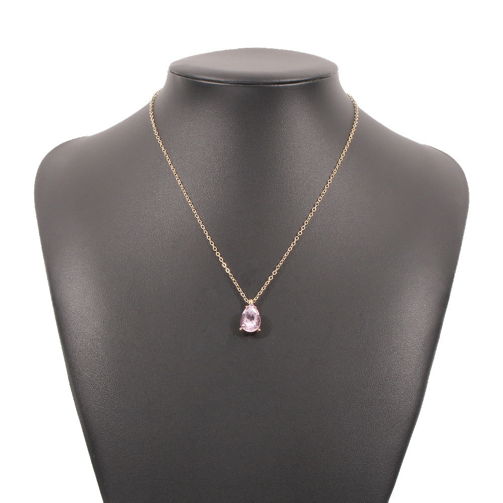 Simple Water Drop Diamond Single Layer Necklace Wholesale