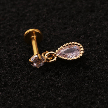 Personality Stainless Steel Zircon Pendant Lip Nail Zircon Inner Teeth Ear Bone Nail