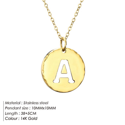 Simple Style Letter Stainless Steel Titanium Steel Plating 14k Gold Plated Pendant Necklace