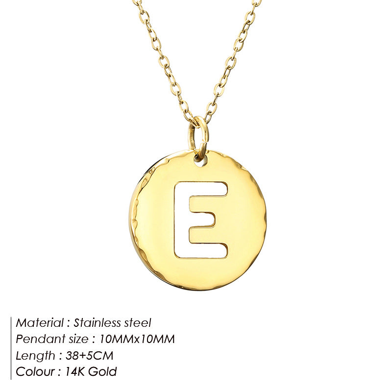 Simple Style Letter Stainless Steel Titanium Steel Plating 14k Gold Plated Pendant Necklace