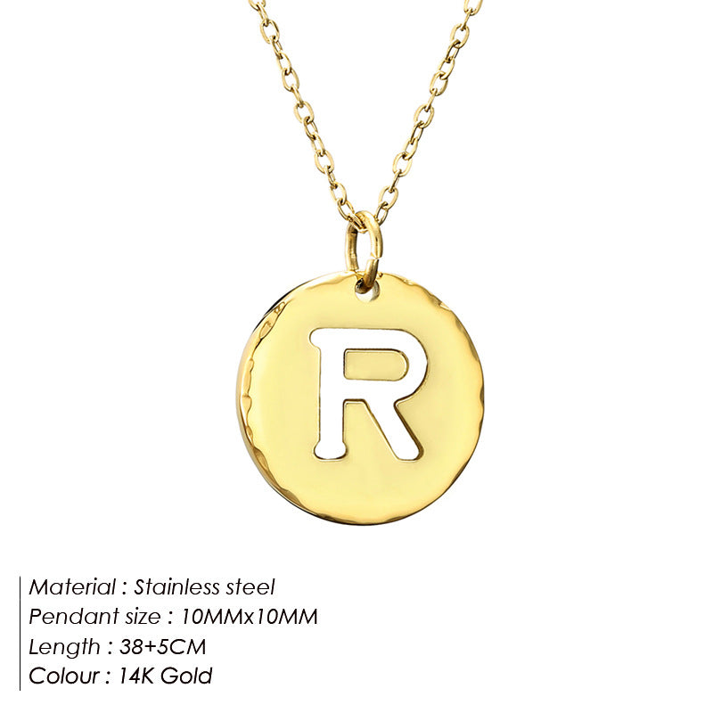 Simple Style Letter Stainless Steel Titanium Steel Plating 14k Gold Plated Pendant Necklace