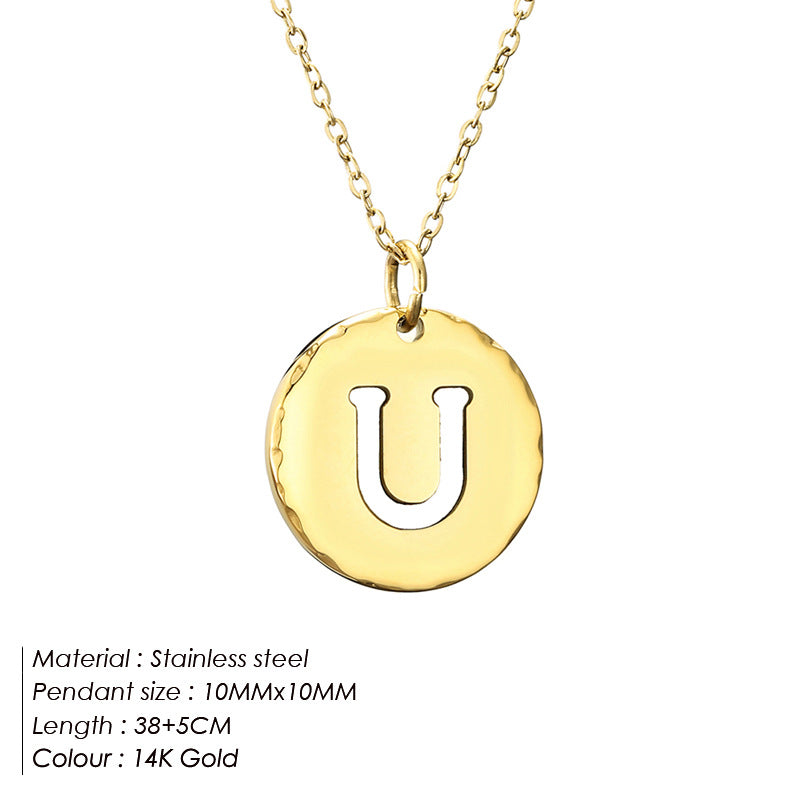 Simple Style Letter Stainless Steel Titanium Steel Plating 14k Gold Plated Pendant Necklace