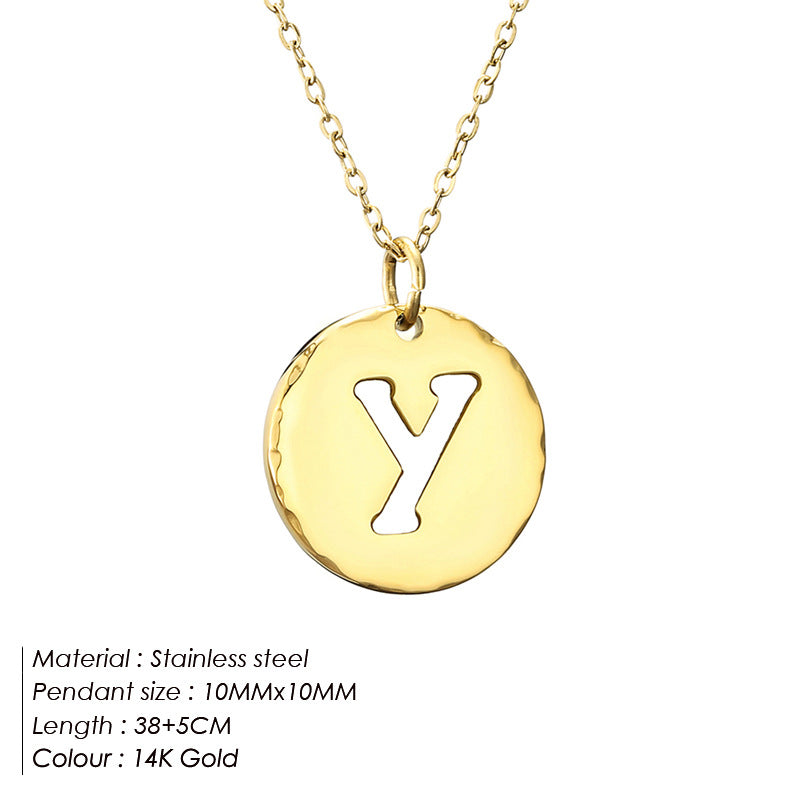 Simple Style Letter Stainless Steel Titanium Steel Plating 14k Gold Plated Pendant Necklace