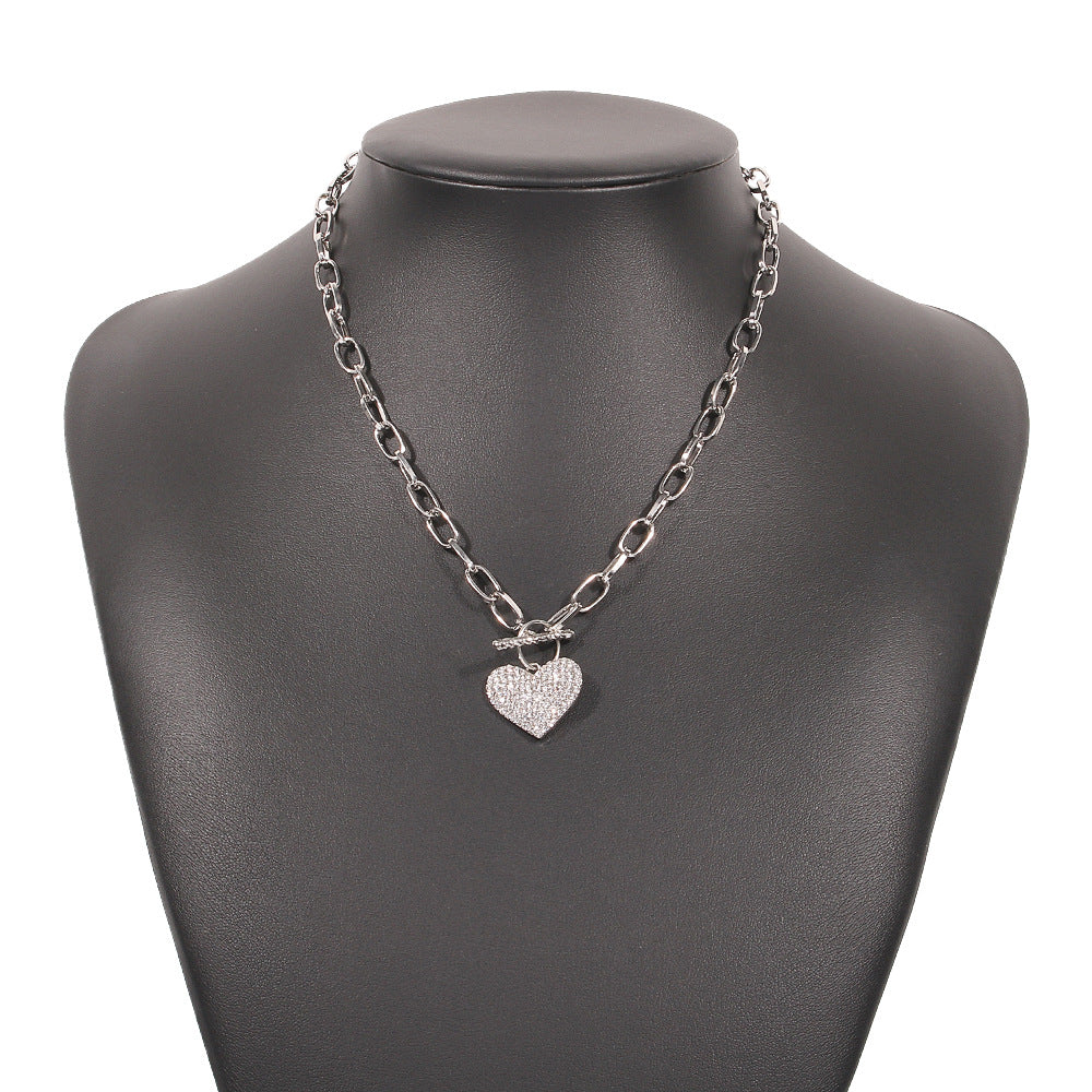 Fashion Exaggerated Punk Style Heart-shaped Diamond Necklace