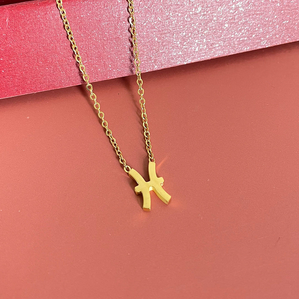 Simple Fashion Twelve Constellation Stainless Steel Geometric Necklace Wholesale Gooddiy