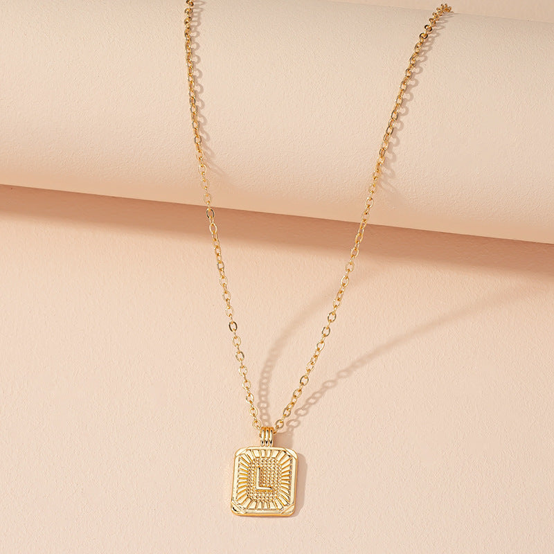 Simple Square 26 English Letter Pendant Necklace Wholesale Gooddiy