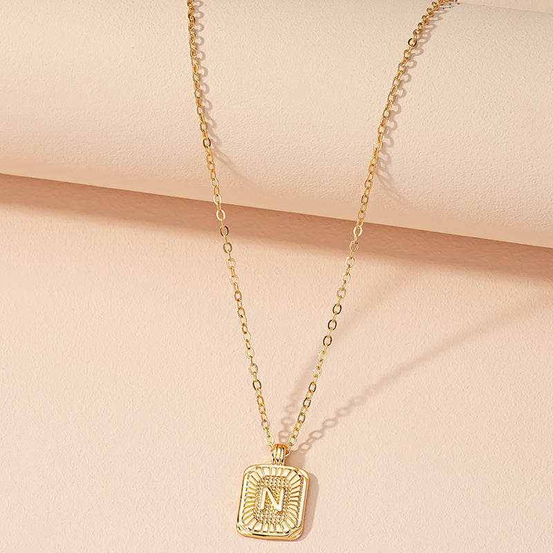 Simple Square 26 English Letter Pendant Necklace Wholesale Gooddiy