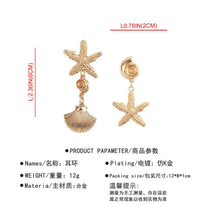 Shell Starfish Asymmetrical Pendant Earrings Wholesale Gooddiy