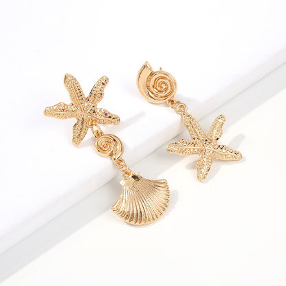 Shell Starfish Asymmetrical Pendant Earrings Wholesale Gooddiy