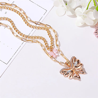 New Necklace Bohemian Fashion Metal Size Butterfly Pendant Double Necklace Wholesale Gooddiy
