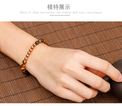 Korean Style New Tiger-eye Bracelet Wholesale Simple Women's Titanium Steel Bracelet Beads Ornament Factory Supply