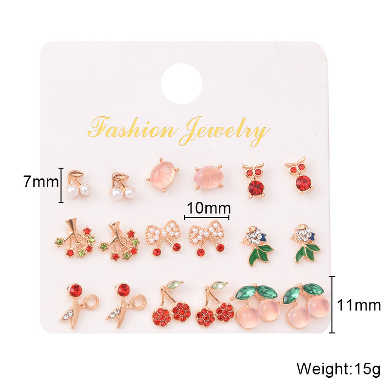 Fruit Diamond Alloy Artificial Gemstones Earrings Ear Studs