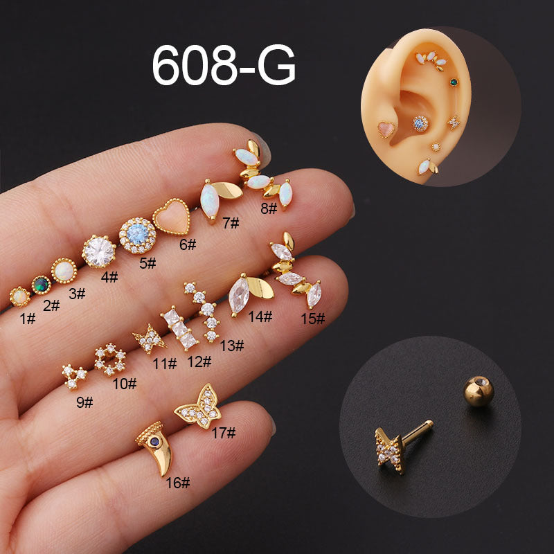 Ear Cartilage Rings & Studs Geometric 316 Stainless Steel  Copper Plating