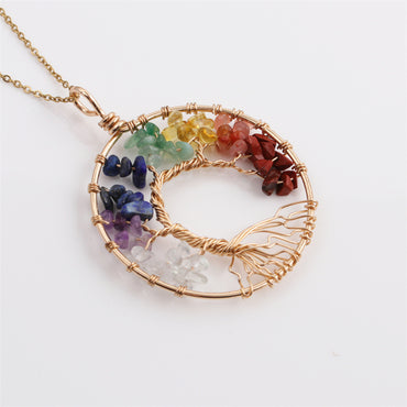 Fashion Simple Geometric Chakra Colorful Crystal Tree Necklace Wholesale Gooddiy