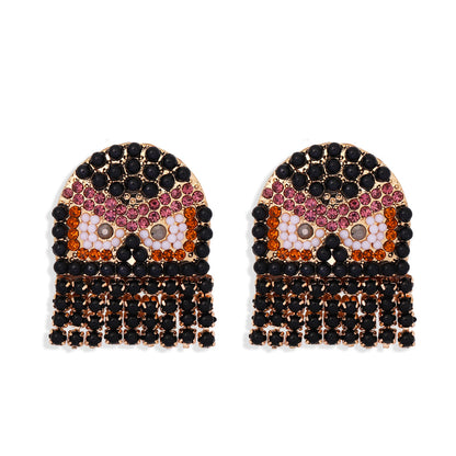 Fashion Skull Diamond Alloy Artificial Gemstones Earrings