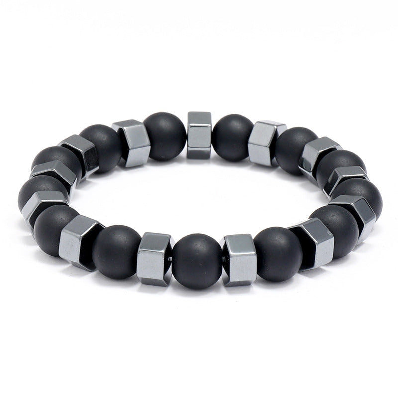 Fashion Men's Jewelry Beaded Bracelet Retro Black Gallstone Stretch Bracelet