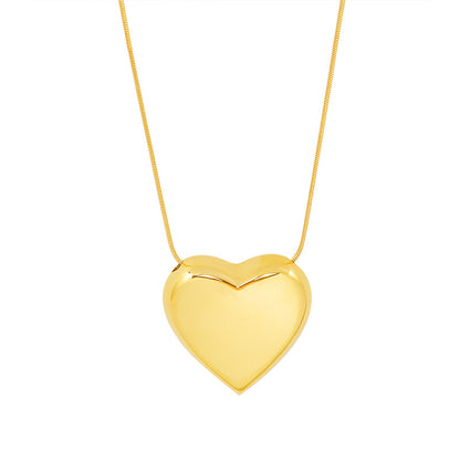 Fashion Heart Titanium Steel Plating Necklace