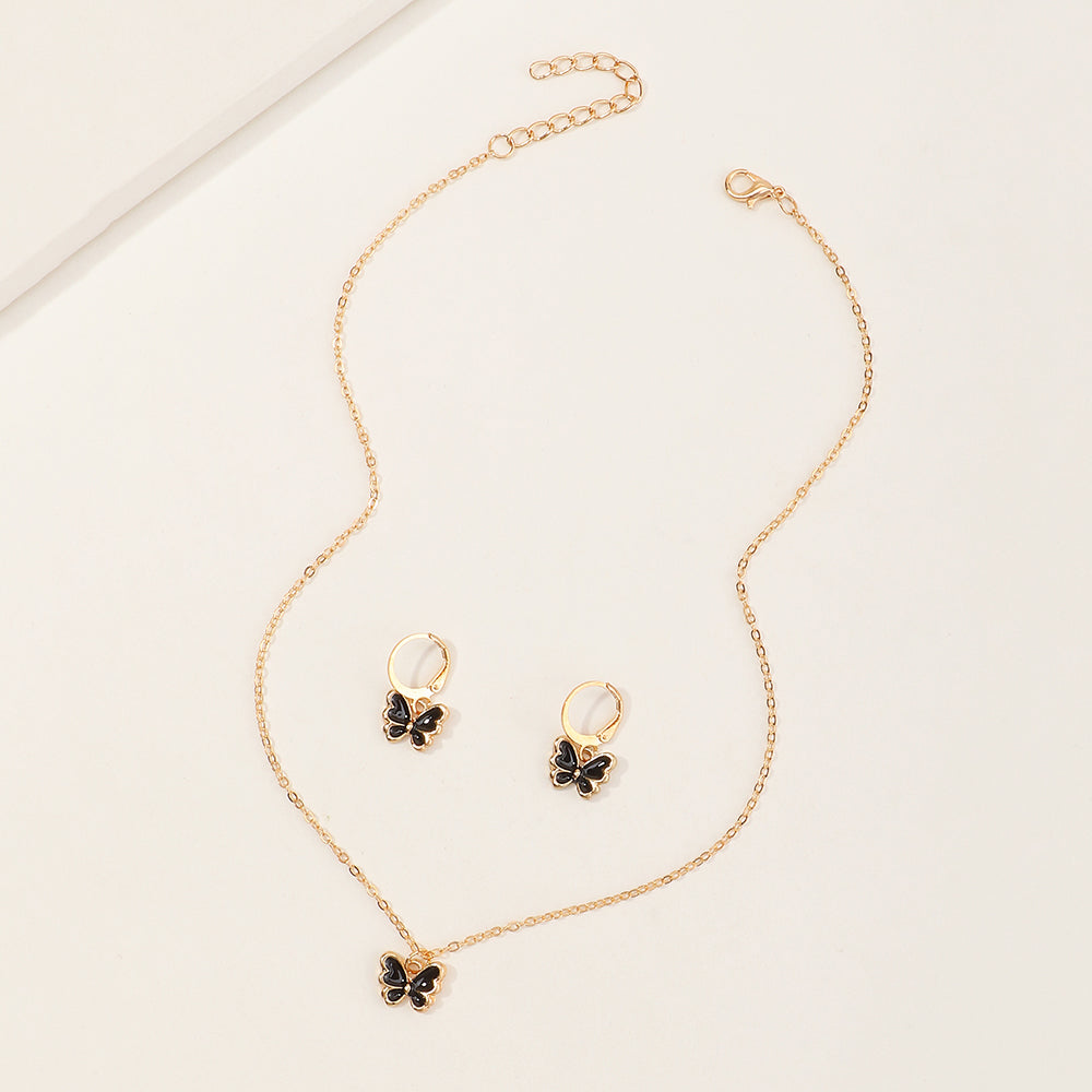Fashion Butterfly Butterfly Earrings Necklace Set