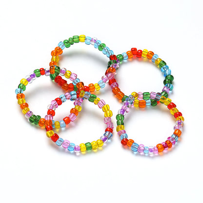 Creative Candy Color Rice Bead Ring Ring Beaded Colorful Rice Bead Ring Glass Rice Bead Ring