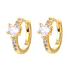 Korean Version Micro-inlaid Color Zircon Love Ear Buckle Small Circle Earrings Peach Heart Simple Small Earrings