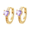 Korean Version Micro-inlaid Color Zircon Love Ear Buckle Small Circle Earrings Peach Heart Simple Small Earrings