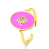 Foreign Trade Color Dripping Oil Ring Opening Adjustable Square Hole Diamond Tail Ring Wholesale Cross-border Jewelry Accessories