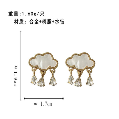 Japan And South Korea Fashion Earrings Cloud Raindrops Pendant Rhinestone Resin Stud Earrings Wholesale