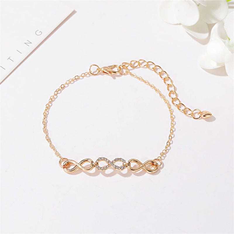 New Bracelet Simple Word Twist Diamond Bracelet Geometric 8 Word Pendant Bracelet Wholesale Gooddiy