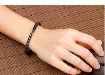 New Black Volcanic Rock Bracelet Steel Ball Wristband Bracelet Factory Wholesale