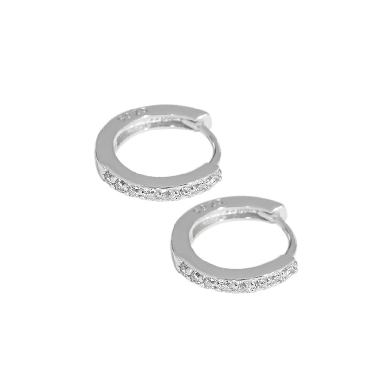 Simple Style Geometric Sterling Silver Gold Plated Zircon Hoop Earrings 1 Pair