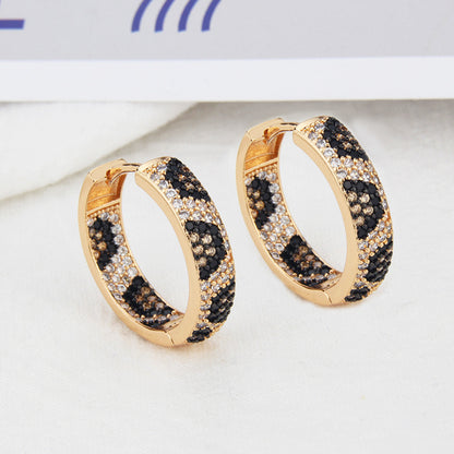 New Leopard Print Zircon Earrings Fashion Copper Gold-plated Full Diamond Variety Of Earrings Jewelry