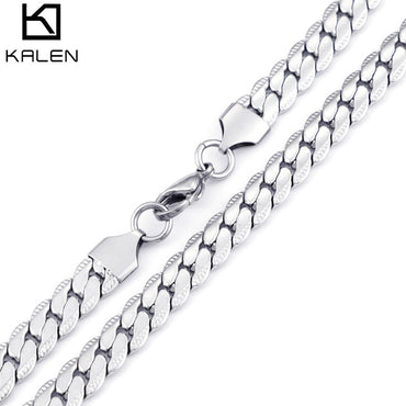 Wholesale New Style Titanium Steel Fashion Necklace With Chain Crimping Flat Chain