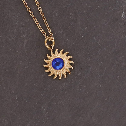 New Sun Flower Cross Pendant Female Fashion Simple Clavicle Chain Retro Necklace