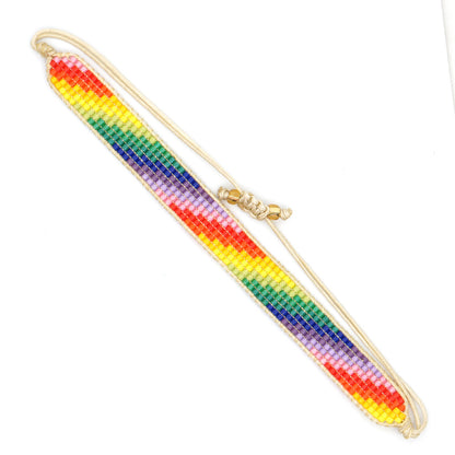 Cross-border New Arrival Miyuki Personality Bead Handmade Bohemian Rainbow Wide Small Bracelet For Women