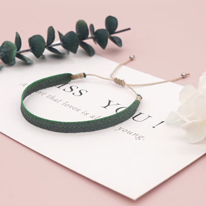 Autumn And Winter Korean Style Fashion Bracelets Green Minimalist Men's And Women's Webbing Stacking Bracelets