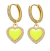 Color Dripping Oil Earrings Heart Zircon Copper Earrings Cross-border Jewelry Accessories Wholesale