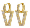 Foreign Trade Micro-inlaid Full Zircon Earrings Inverted Triangle V-shaped Trend Earrings Cross-border Accessories