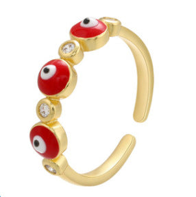 Micro Inlaid Zircon Eyeball Ring Oil Dripping Devil's Eye Ring Cross-border Jewelry Accessories Wholesale