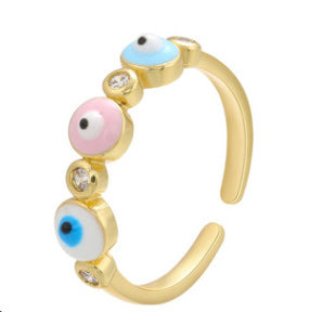 Micro Inlaid Zircon Eyeball Ring Oil Dripping Devil's Eye Ring Cross-border Jewelry Accessories Wholesale