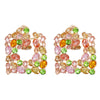 Personality Geometric Square Diamond Super Flash Female Earrings Cross-border