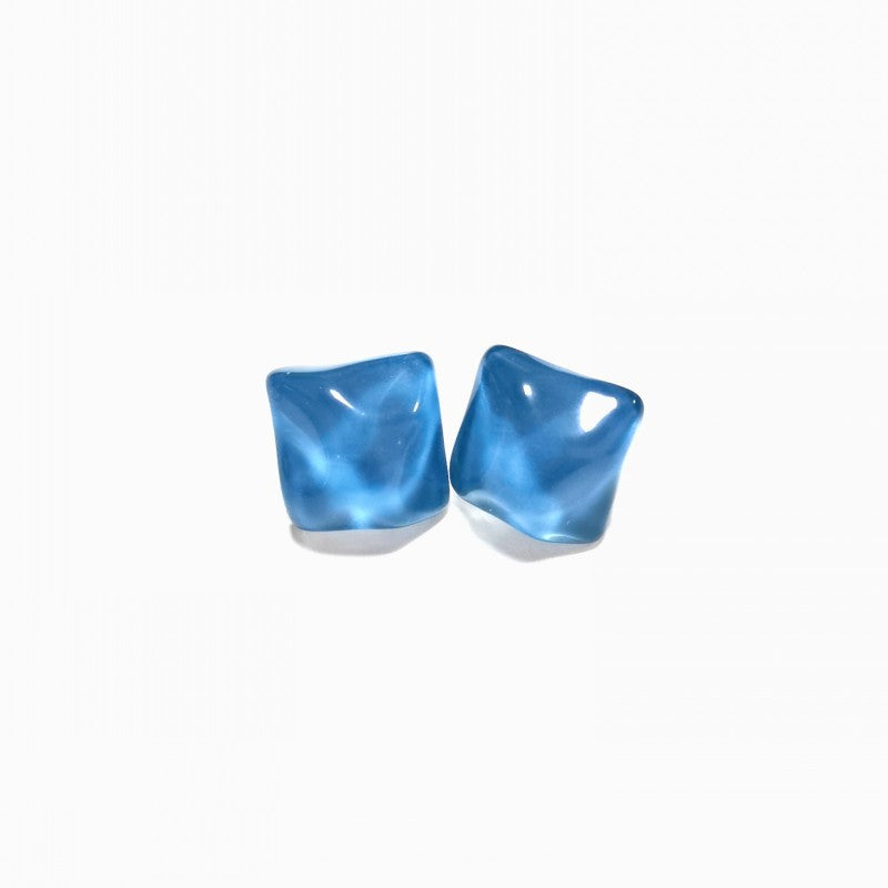 Simple Design Jelly Color Blue Wave Refreshing Water Ripple Ice Blue Square Resin Earrings