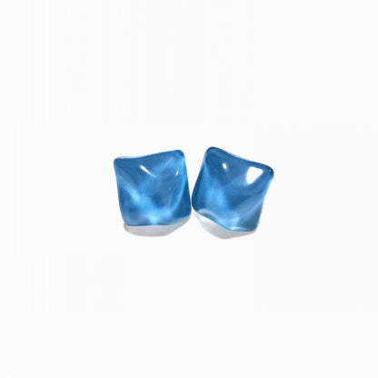 Simple Design Jelly Color Blue Wave Refreshing Water Ripple Ice Blue Square Resin Earrings